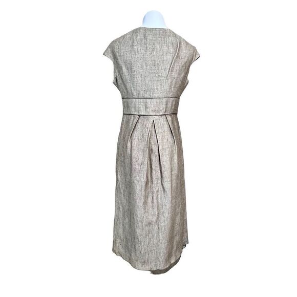 Badgley Mischka Tan Sparkle Metallic Tweed Cap Sleeve Midi Dress sz XS(0-2) - Picture 3 of 12